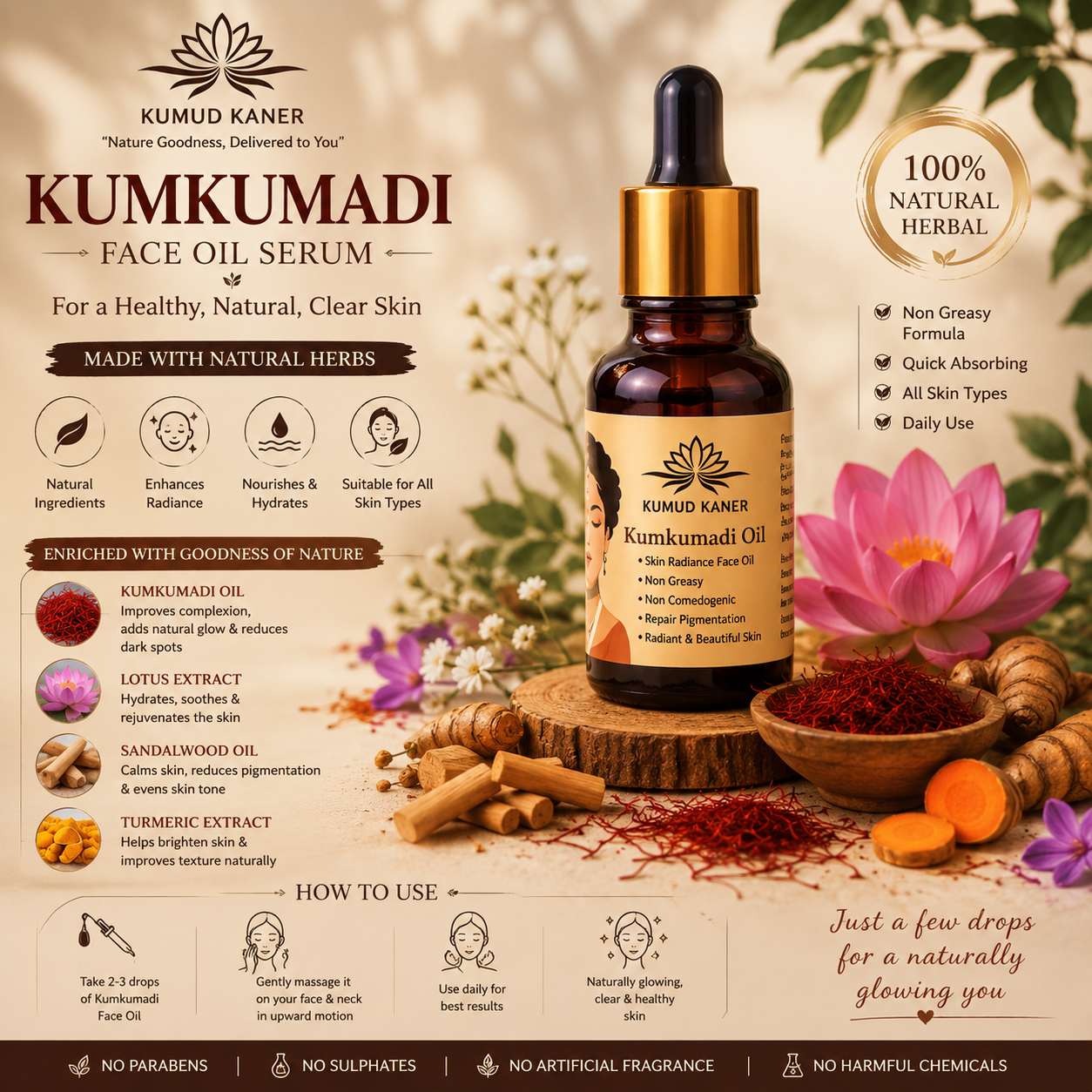 Kumkumadi Face Oil Serum – Natural Herbal Glow & Radiance