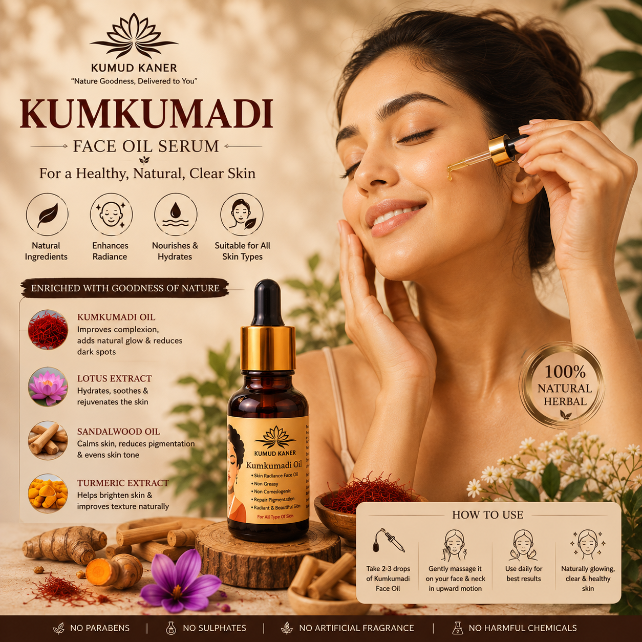 Kumkumadi Face Oil Serum – Natural Herbal Glow & Radiance